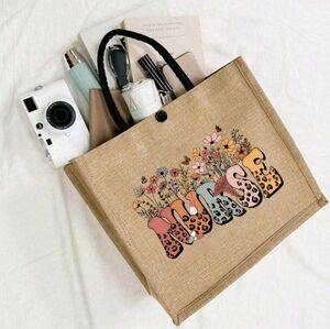 Graphic REGISTERED NURSE Canvas Tote Bag, Semi Personalized Present Bag